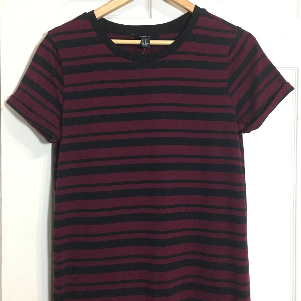 ♥️ 🕶 Striped Burgundy Shirt Dress - Picture 12 of 16